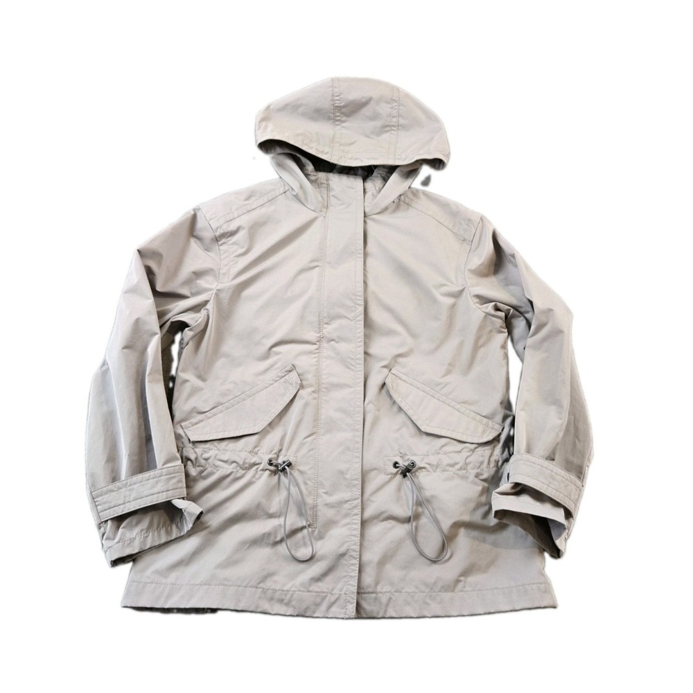 Coach Women's Lightweight Rain Jacket Full Zip Hooded Cinch Waist Pockets XS